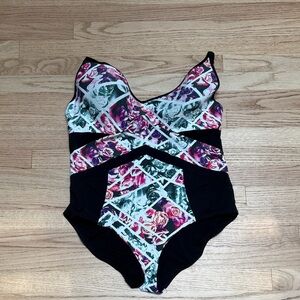 Swimsuits for All - Floral and Black One-Piece Swimsuit